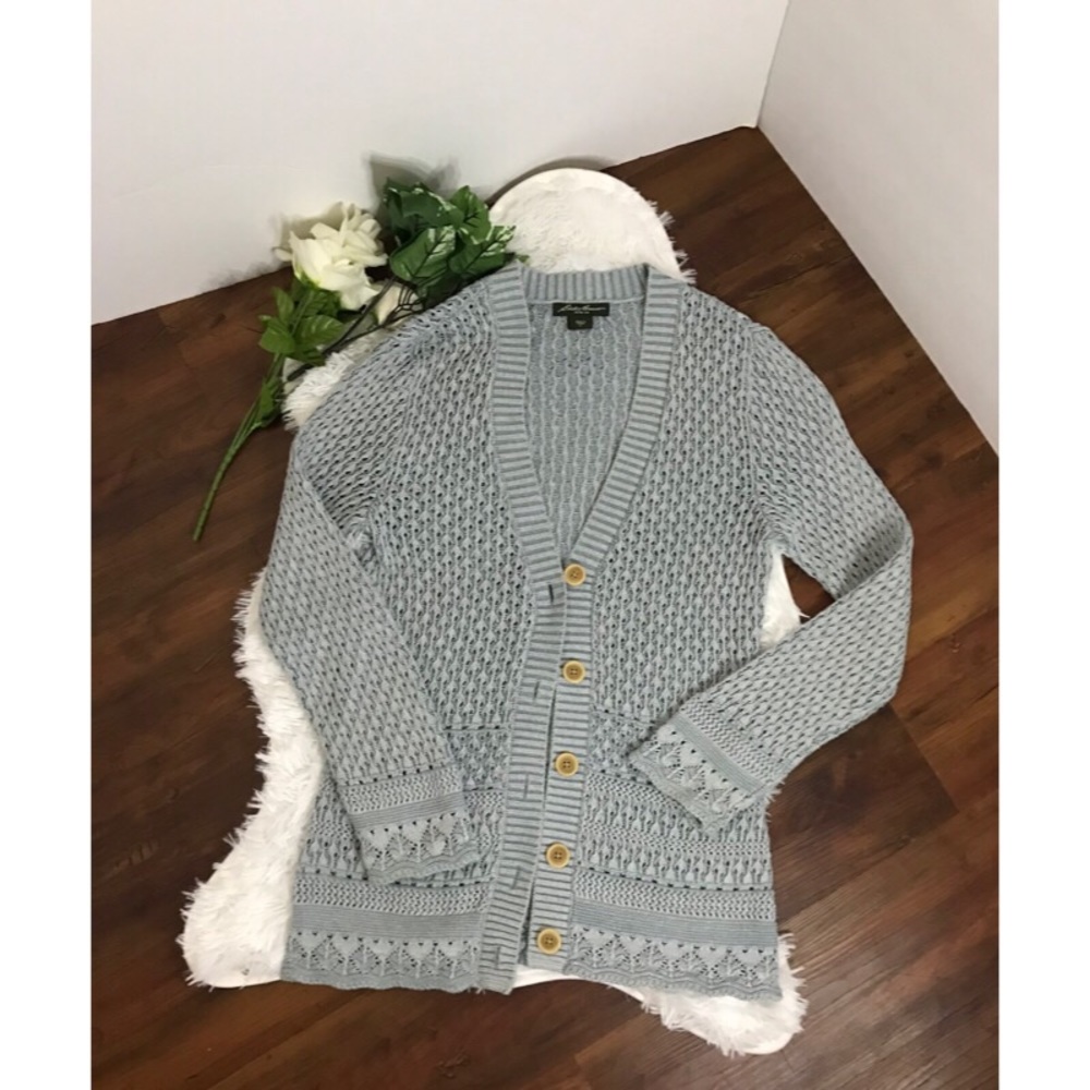 Eddie Bauer Ice blue button down sweater/cardigan